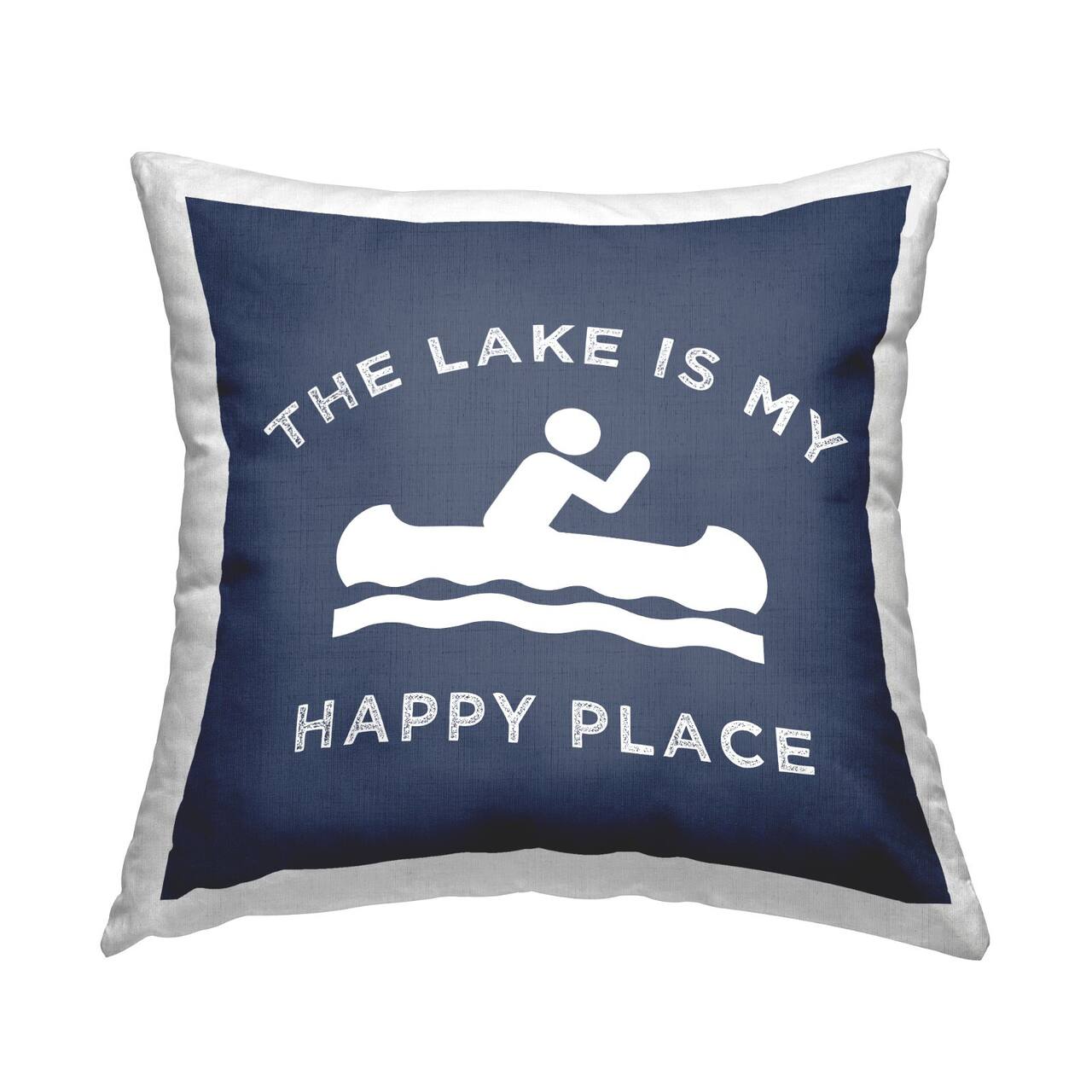 Stupell Industries Lake is My Happy Place Canoe Row Throw Pillow 18" x 18"